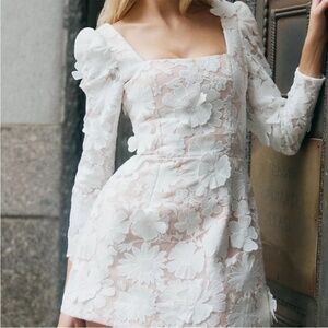 HELSI Ellen Long-Sleeve 3D Floral Mini Dress Bridal